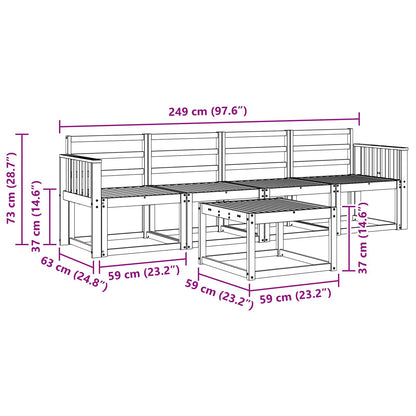 Outdoor Sofa Set 5 pcs White 59 x 59 x 37 cm Solid Acacia Wood