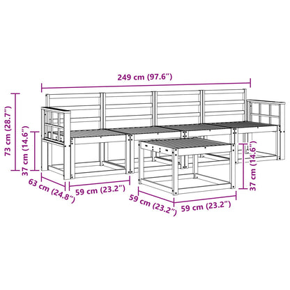 Outdoor Sofa Set 5 pcs White 59 x 59 x 37 cm Solid Acacia Wood