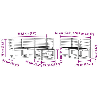 Outdoor Sofa Set 6 pcs White 59 x 59 x 37 cm Solid Acacia Wood