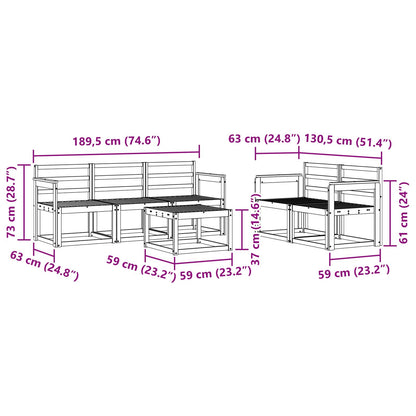 Outdoor Sofa Set 6 pcs White 59 x 59 x 37 cm Solid Acacia Wood