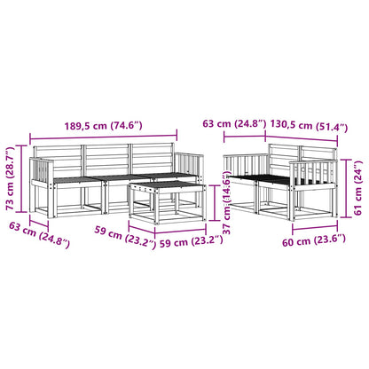 Outdoor Sofa Set 6 pcs White 59 x 59 x 37 cm Solid Acacia Wood