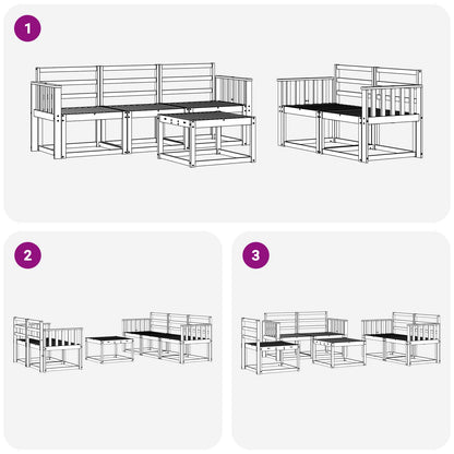 Outdoor Sofa Set 6 pcs White 59 x 59 x 37 cm Solid Acacia Wood