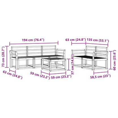 Outdoor Sofa Set 6 pcs White 59 x 59 x 37 cm Solid Acacia Wood