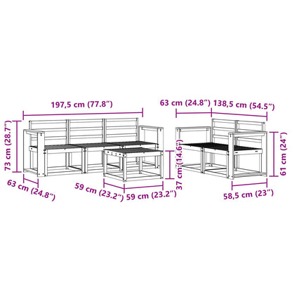 Outdoor Sofa Set 6 pcs White 59 x 59 x 37 cm Solid Acacia Wood