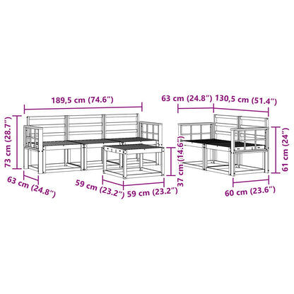 Outdoor Sofa Set 6 pcs White 59 x 59 x 37 cm Solid Acacia Wood
