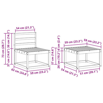 Outdoor Sofa Set 7 pcs White 59 x 59 x 37 cm Solid Acacia Wood