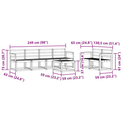 Outdoor Sofa Set 7 pcs White 59 x 59 x 37 cm Solid Acacia Wood