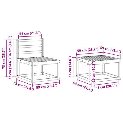 Outdoor Sofa Set 8 pcs White 59 x 59 x 37 cm Solid Acacia Wood
