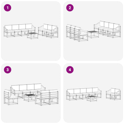 Outdoor Sofa Set 8 pcs White 59 x 59 x 37 cm Solid Acacia Wood