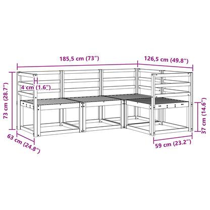 Outdoor Sofa Set 4 pcs White 185.5 x 126.5 x 73 cm