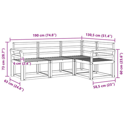 Outdoor Sofa Set 4 pcs White 190 x 130.5 x 73 cm