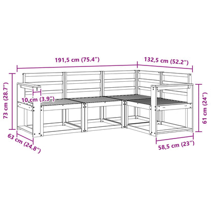 Outdoor Sofa Set 4 pcs White 191.5 x 132.5 x 73 cm