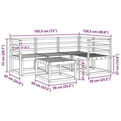 Outdoor Sofa Set 5 pcs White 59 x 59 x 37 cm Solid Acacia Wood