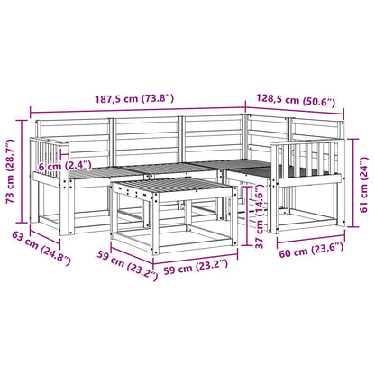 Outdoor Sofa Set 5 pcs White 59 x 59 x 37 cm Solid Acacia Wood