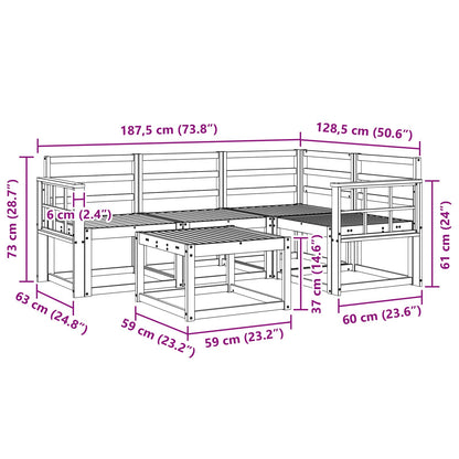 Outdoor Sofa Set 5 pcs White 59 x 59 x 37 cm Solid Acacia Wood
