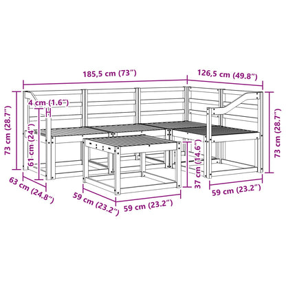 Outdoor Sofa Set 5 pcs White 59 x 59 x 37 cm Solid Acacia Wood