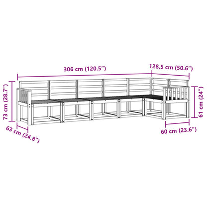 Outdoor Sofa Set 6 pcs White Solid Acacia Wood