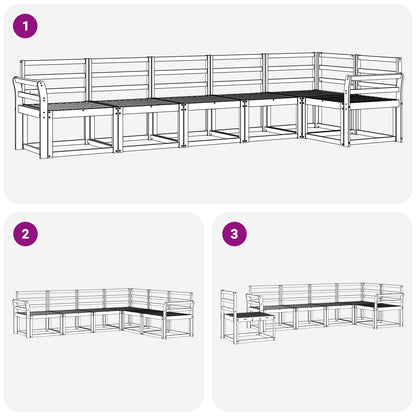 Outdoor Sofa Set 6 pcs White Solid Acacia Wood