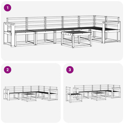 Outdoor Sofa Set 7 pcs White Solid Acacia Wood