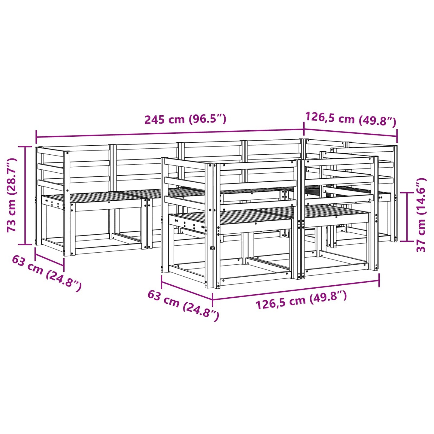 Outdoor Sofa Set 7 pcs White Solid Acacia Wood