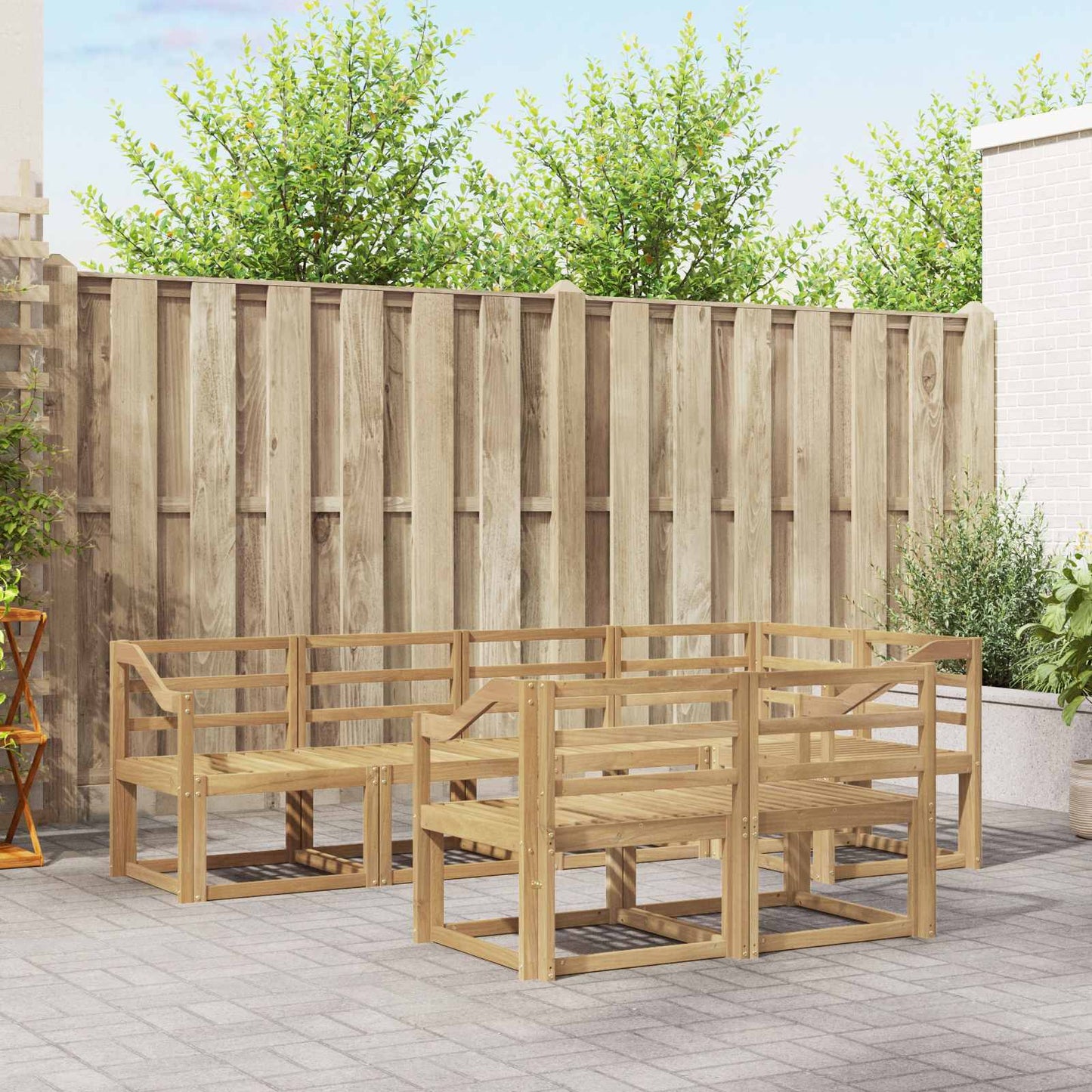 Outdoor Sofa Set 7 pcs White Solid Acacia Wood