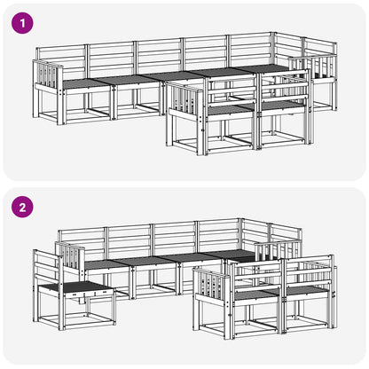 Outdoor Sofa Set 8 pcs White Solid Acacia Wood