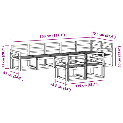 Outdoor Sofa Set 8 pcs White Solid Acacia Wood