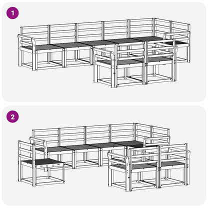 Outdoor Sofa Set 8 pcs White Solid Acacia Wood