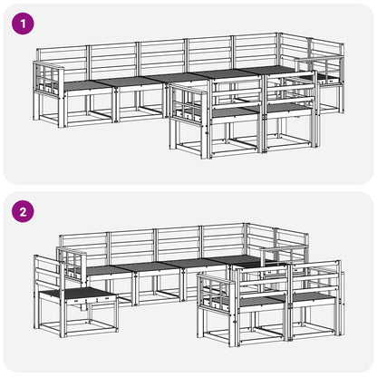 Outdoor Sofa Set 8 pcs White Solid Acacia Wood