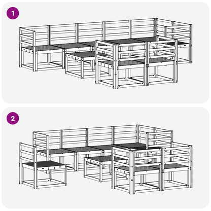Outdoor Sofa Set 9 pcs White Solid Acacia Wood