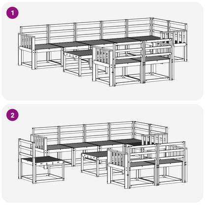 Outdoor Sofa Set 9 pcs White Solid Acacia Wood