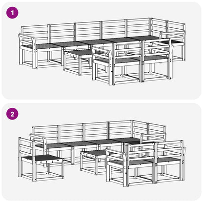 Outdoor Sofa Set 9 pcs White Solid Acacia Wood