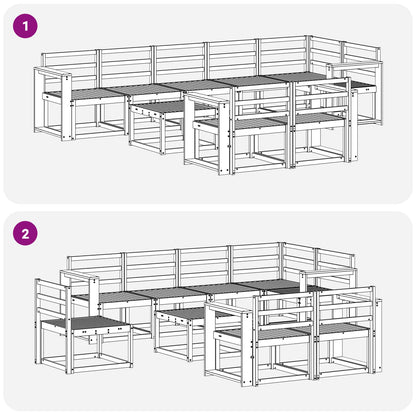 Outdoor Sofa Set 9 pcs White Solid Acacia Wood