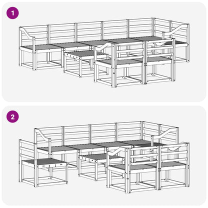Outdoor Sofa Set 9 pcs White Solid Acacia Wood
