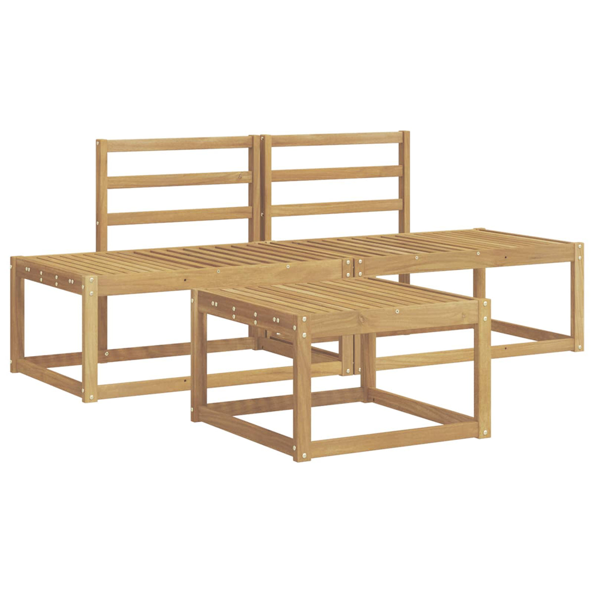 Outdoor Sofa Set 3 pcs White Solid Acacia Wood
