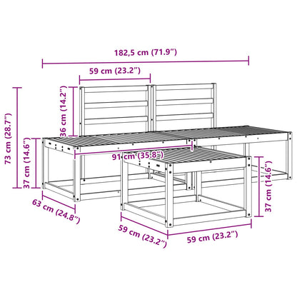 Outdoor Sofa Set 3 pcs White Solid Acacia Wood