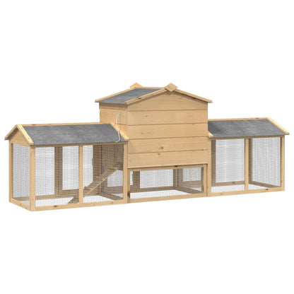 Chicken Coop 3 pcs Brown Solid Pine Wood