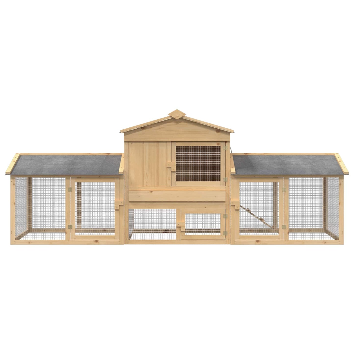 Chicken Coop 3 pcs Brown Solid Pine Wood