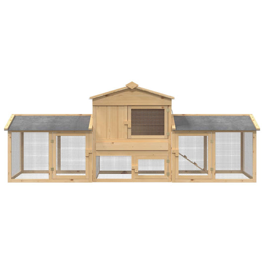 Chicken Coop 3 pcs Brown 225 x 60 x 89 cm Solid Pine Wood