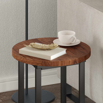 Table Top Light Brown Ø 40 x 2.5 cm Solid Oak Wood