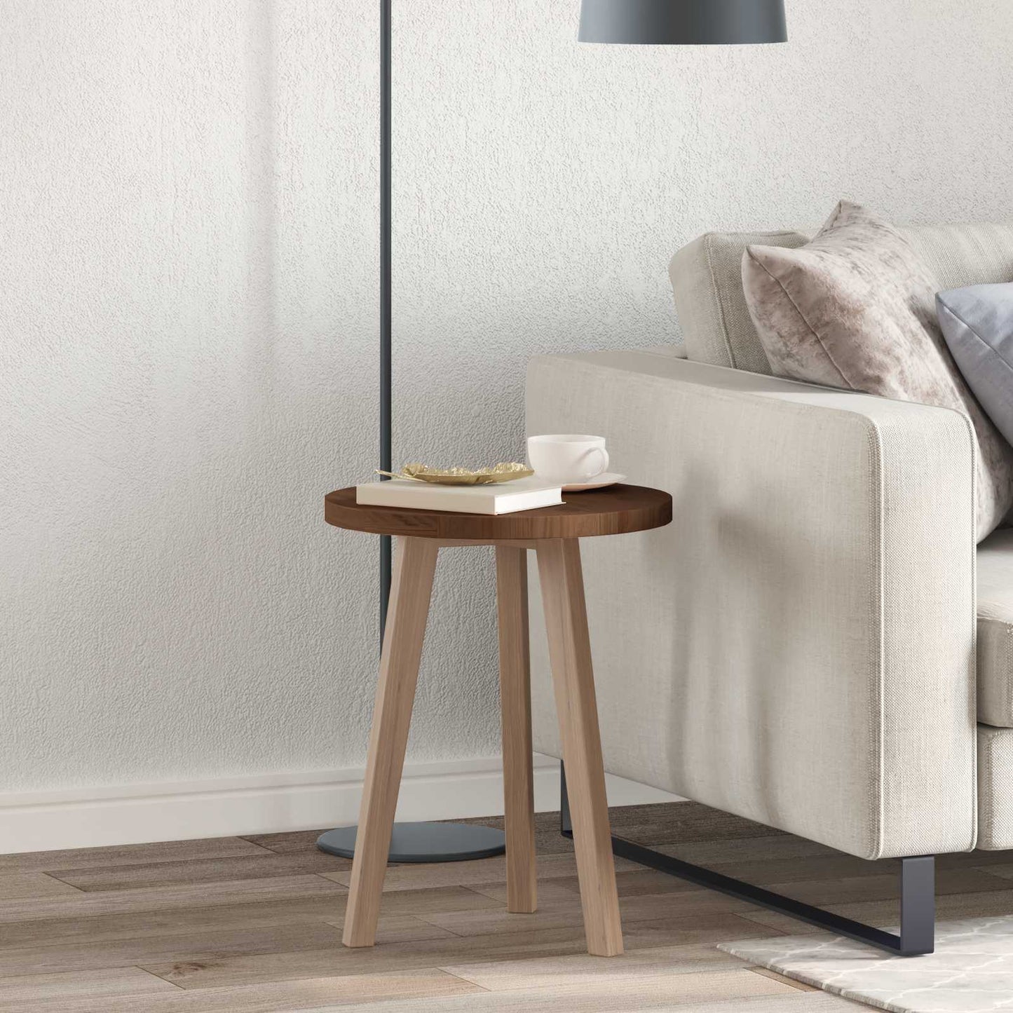 Table Top Dark Brown Ø 40 x 2.5 cm Solid Oak Wood