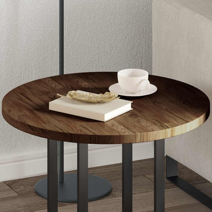 Table Top Dark Brown Ø 60 x 2.5 cm Solid Oak Wood
