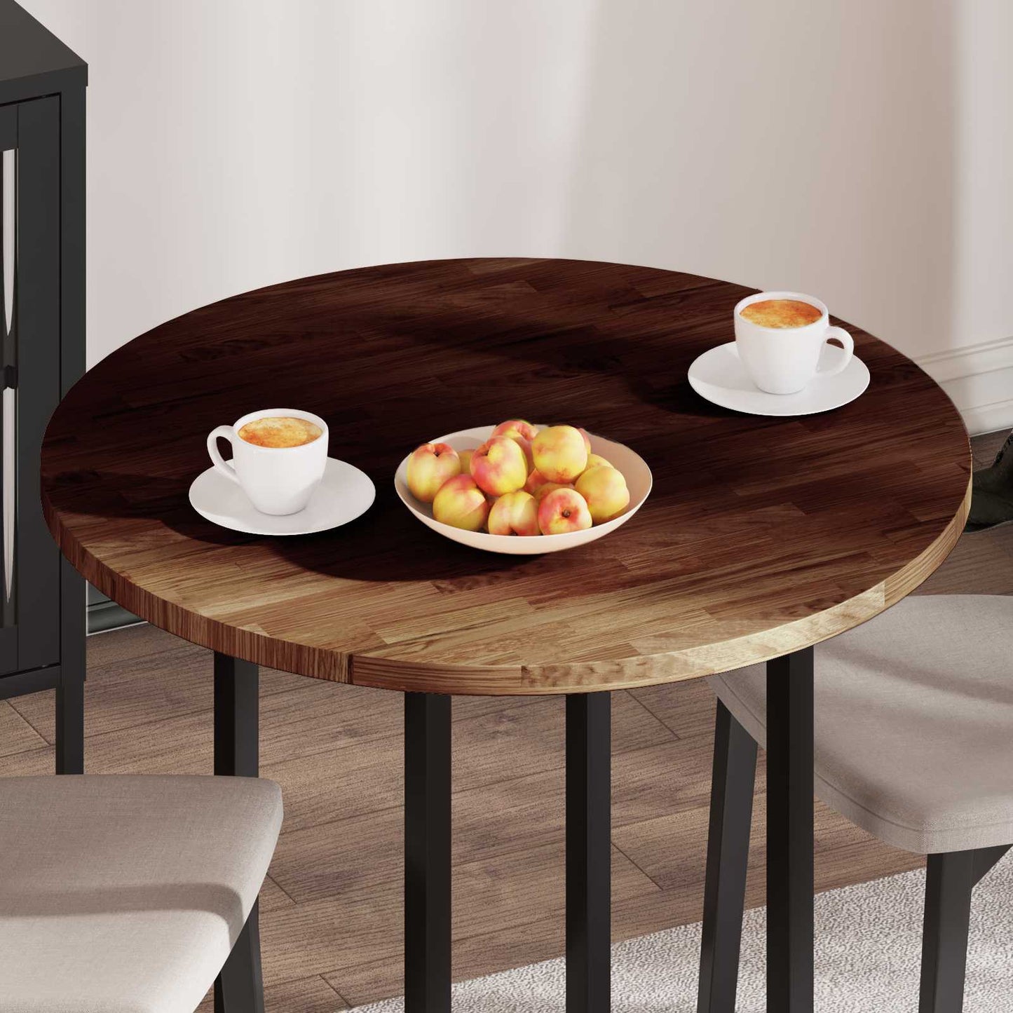 Table Top Dark Brown Ø 80 x 2.5 cm Solid Oak Wood