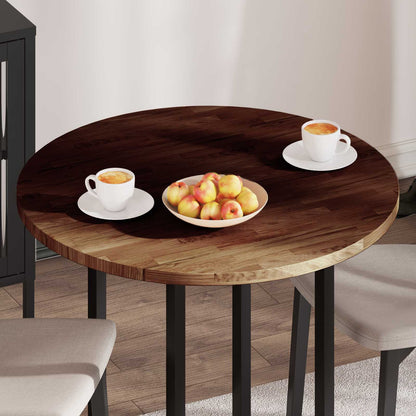 Table Top Dark Brown Ø 80 x 2.5 cm Solid Oak Wood