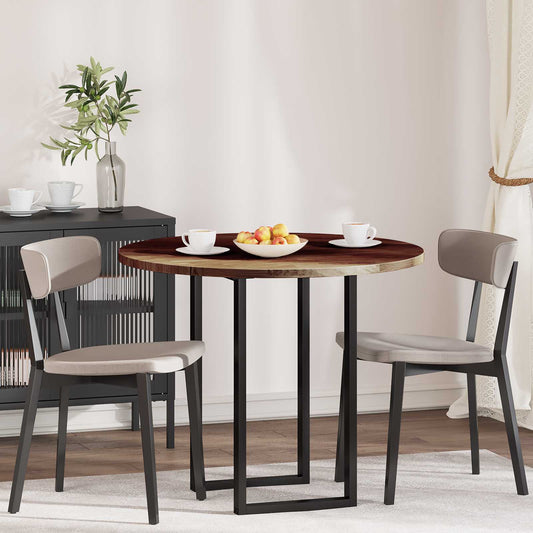 Table Top Ø 90 x 2.5 cm Round Solid Oak Wood Dark Brown