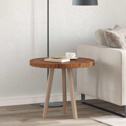 Table Top Light Brown Ø 60 x 4 cm Solid Oak Wood