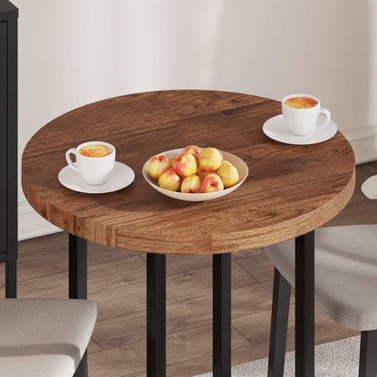 Table Top Light Brown Ø 70 x 4 cm Solid Oak Wood