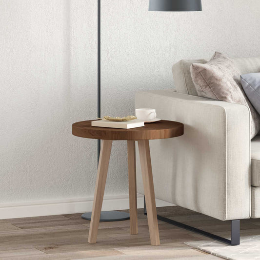 Table Top Ø 50 x 4 cm Round Solid Oak Wood Dark Brown
