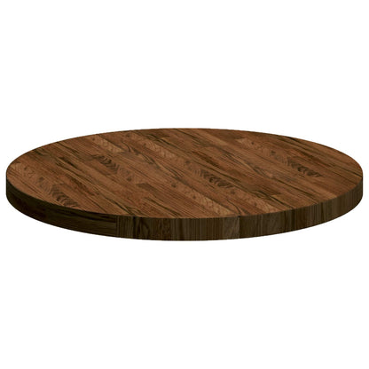 Table Top Dark Brown Ø 70 x 4 cm Solid Oak Wood