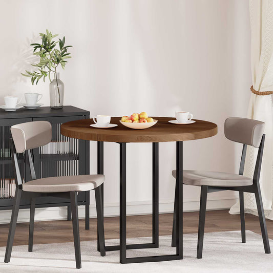 Table Top Ø 90 x 4 cm Round Solid Oak Wood Dark Brown